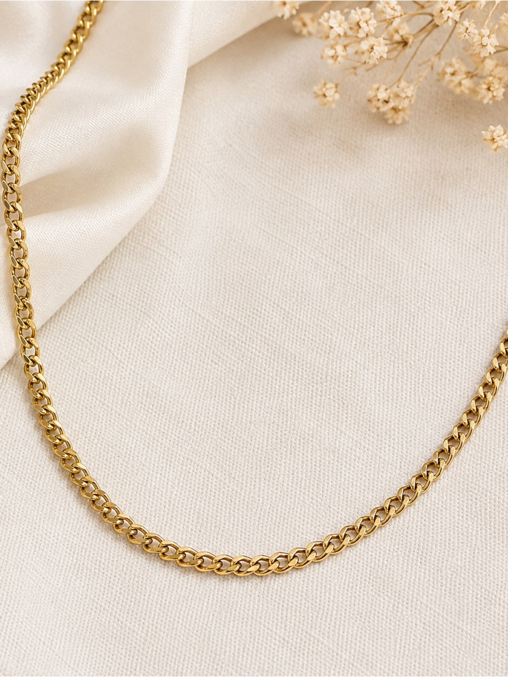 18K Gold Plated Stainless Steel Thick Cuban Chain 17” Adjustable